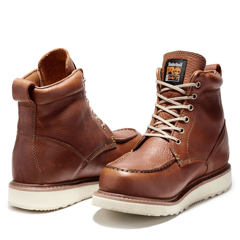 Timberland Pro Μποτακια Ανδρικα Καφε - 6\" Soft Toe Wedge - Greece 2651978-BS